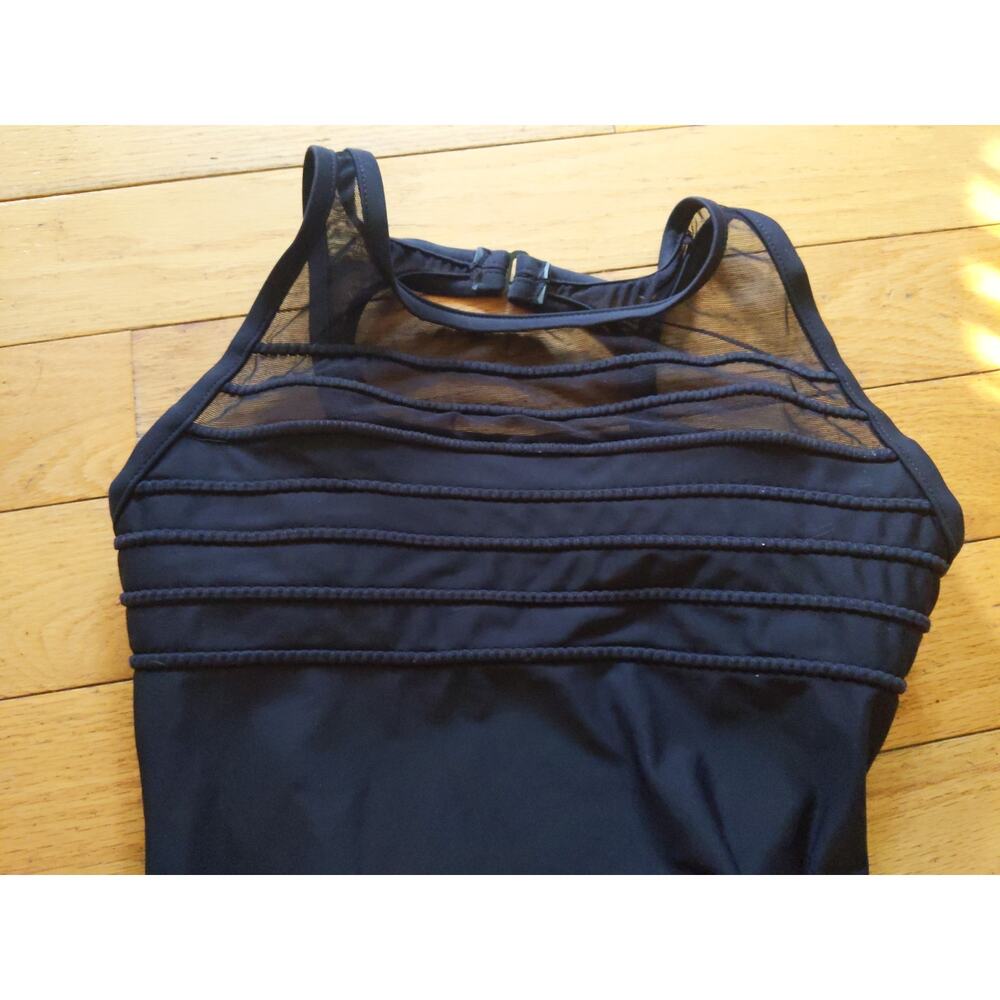 Jantzen Black One Piece Swimsuit Pleated Bust Vintage Style Classic Size 12L - Picture 4 of 8